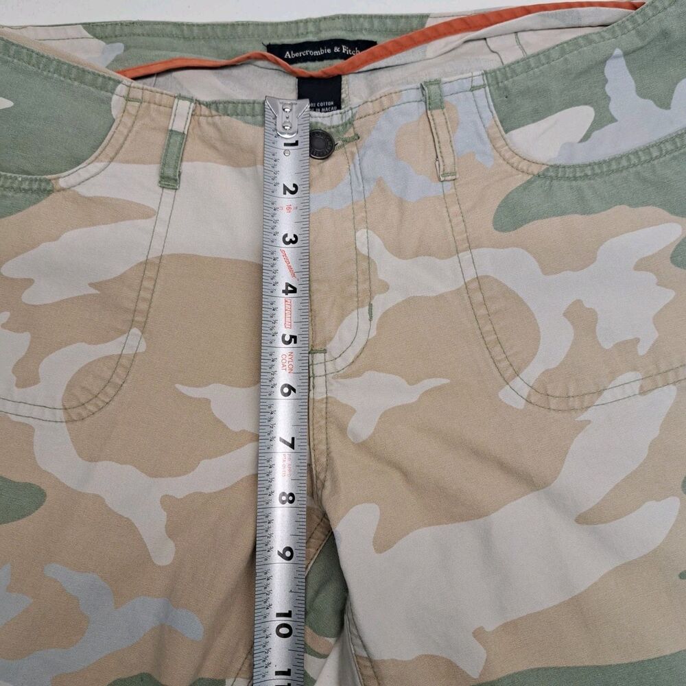 Vintage Abercrombie & Fitch Green And Tan Camo Pants Split Hem Women's 8 - Picture 7 of 10